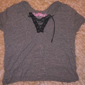lace up grey tee